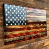 Rustic American Flag Charred Wood, Patriotic Symbol of Freedom