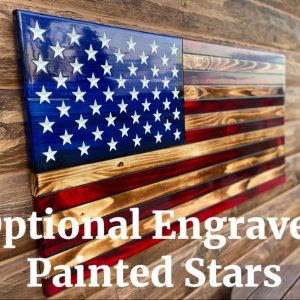 Rustic American Flag Charred Wood, Patriotic Symbol of Freedom