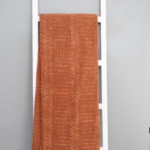 Rustic Charm Handcrafted Mud Cloth Cotton Blanket with Intricate Block Prints, Fringes, and Tassels