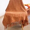 Rustic Charm Handcrafted Mud Cloth Cotton Blanket with Intricate Block Prints, Fringes, and Tassels