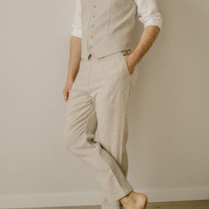 Rustic Elegance Linen Trousers for Men – Smart Casual, Wedding-Ready