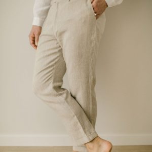 Rustic Elegance Linen Trousers for Men – Smart Casual, Wedding-Ready