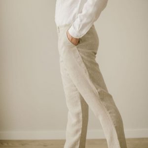Rustic Elegance Linen Trousers for Men – Smart Casual, Wedding-Ready