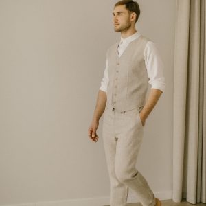 Rustic Elegance Linen Trousers for Men – Smart Casual, Wedding-Ready