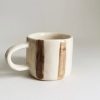 Rustic Fall Delight Handmade Brown Lines Ceramic Mug for Cozy Autumn Moments