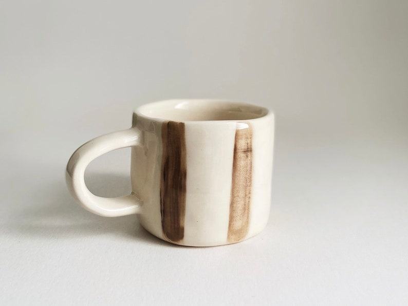 Rustic Fall Delight Handmade Brown Lines Ceramic Mug for Cozy Autumn Moments