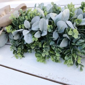 Rustic Farmhouse Charm Lambs Ear and Eucalyptus Swag for Year-Round Greenery