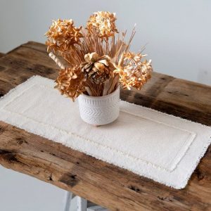 Rustic Farmhouse Table Runner Handcrafted Charm with Frayed Edges
