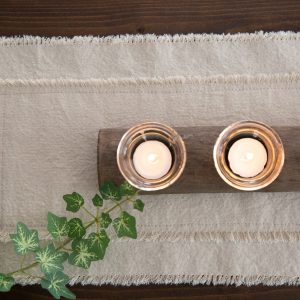 Rustic Farmhouse Table Runner Handcrafted Charm with Frayed Edges