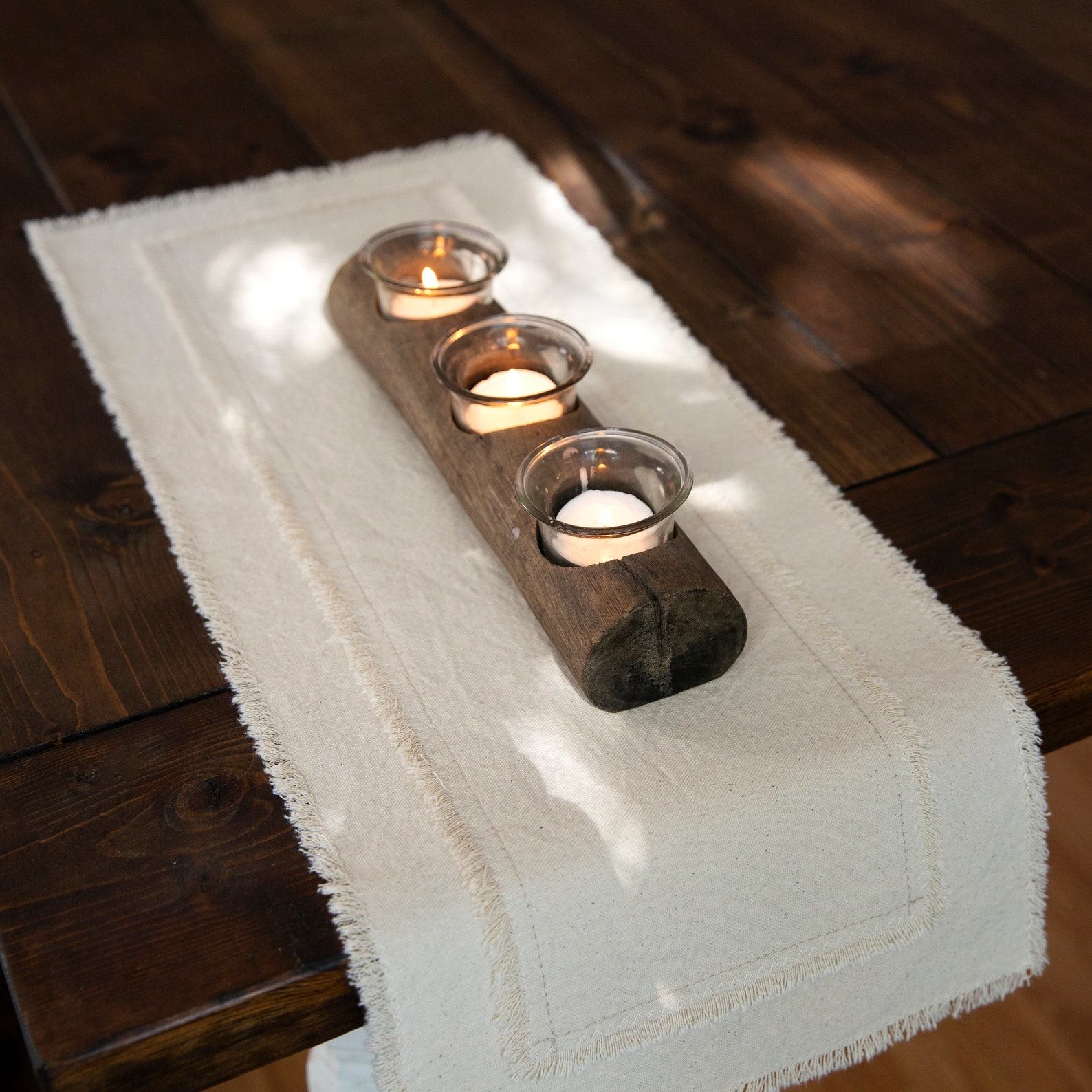 Rustic Farmhouse Table Runner Handcrafted Charm with Frayed Edges