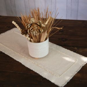 Rustic Farmhouse Table Runner Handcrafted Charm with Frayed Edges