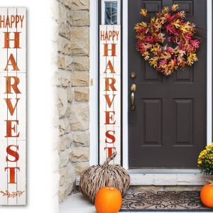 Rustic Harvest Welcome Sign 6ft Vertical Porch Decor for a Warm Greeting