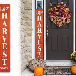 Rustic Harvest Welcome Sign 6ft Vertical Porch Decor for a Warm Greeting