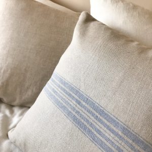 Rustic Linen Pillowcase Duo Blue Striped Elegance for Your Home