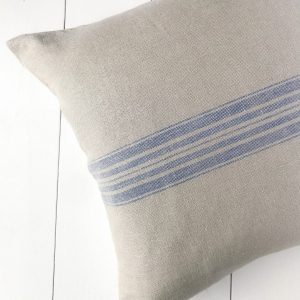 Rustic Linen Pillowcase Duo Blue Striped Elegance for Your Home