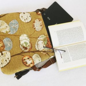Rustic Linen Print Hobo Crossbody Bag A Bohemian Rhapsody in Mustard Yellow