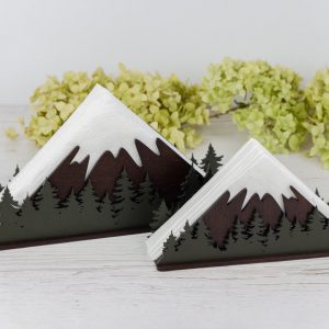 Rustic Mountainscape Wooden Napkin Holder Elevate Your Tabletop with Nature’s Charm