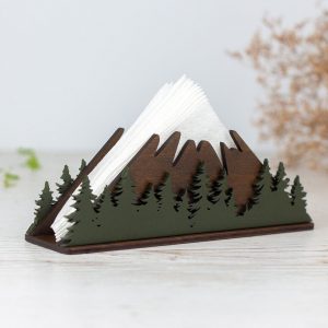 Rustic Mountainscape Wooden Napkin Holder Elevate Your Tabletop with Nature’s Charm