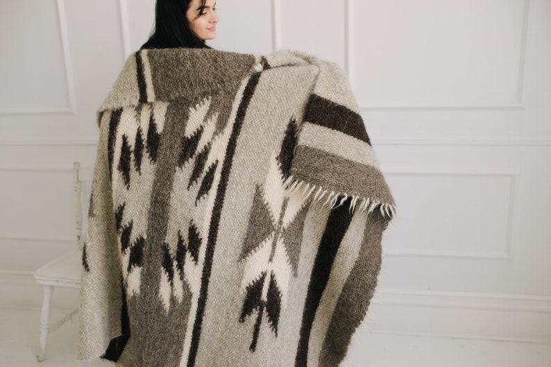 Rustic Ukrainian Lizhnyk Wool Throw Blanket Cozy Warmth for Your Bed
