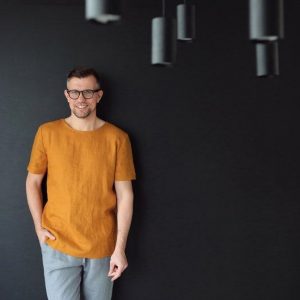 Saffron Linen T-Shirt Elevate Your Summer Style with Comfort and Style