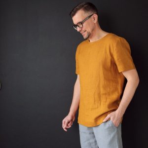 Saffron Linen T-Shirt Elevate Your Summer Style with Comfort and Style