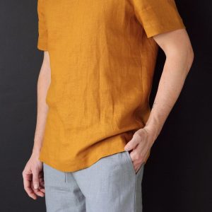 Saffron Linen T-Shirt Elevate Your Summer Style with Comfort and Style