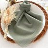 Sage Green Boho Napkins Elevate Your Rustic Wedding Decor with Cheesecloth Elegance
