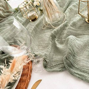 Sage Green Boho Napkins Elevate Your Rustic Wedding Decor with Cheesecloth Elegance