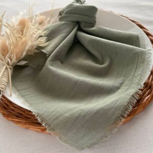 Sage Green Boho Napkins Elevate Your Rustic Wedding Decor with Cheesecloth Elegance
