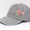 Sakura Blossom Embroidered Washed Cotton Baseball Cap for Summer