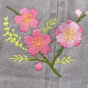Sakura Blossom Embroidered Washed Cotton Baseball Cap for Summer