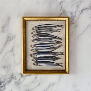 Sardines Art Print Unframed Oil Painting Still Life of Sardines for French Kitchen or Restaurant Fish Decor