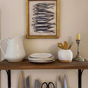 Sardines Art Print Unframed Oil Painting Still Life of Sardines for French Kitchen or Restaurant Fish Decor