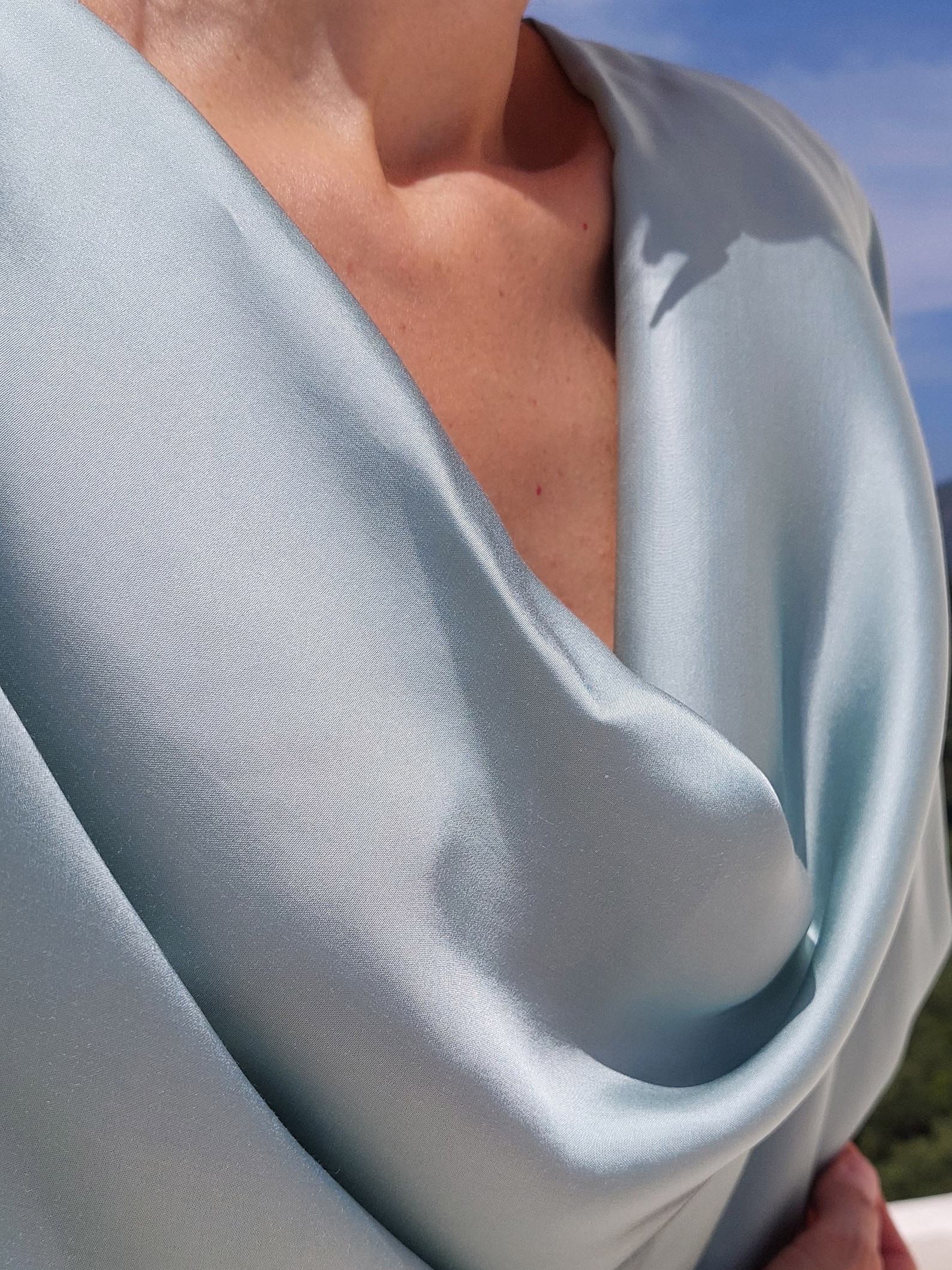 Satin-Soft Draped Blouse Elevate Your Summer Style with Grace and Elegance - Image 5