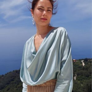 Satin-Soft Draped Blouse Elevate Your Summer Style with Grace and Elegance