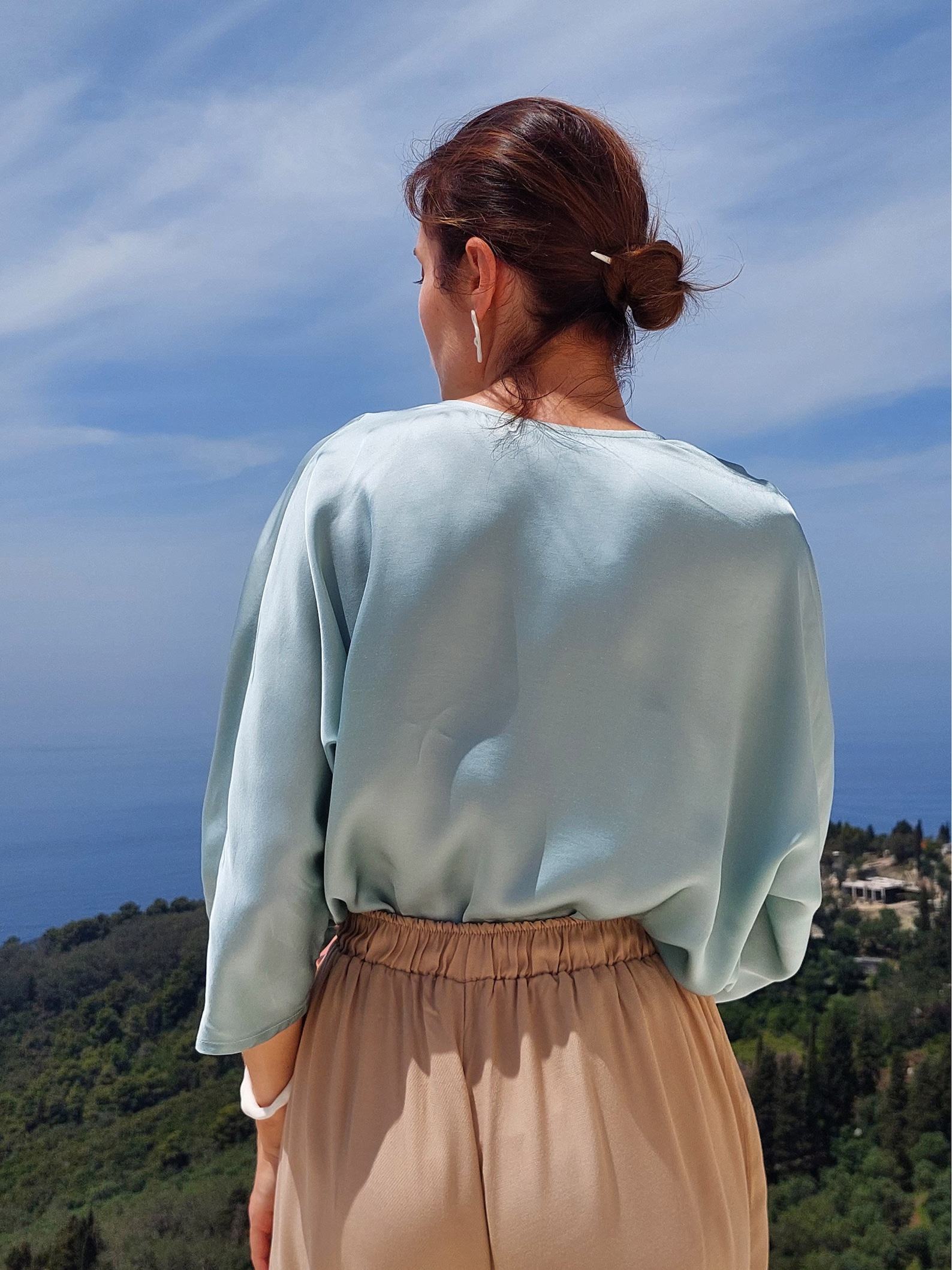 Satin-Soft Draped Blouse Elevate Your Summer Style with Grace and Elegance - Image 2