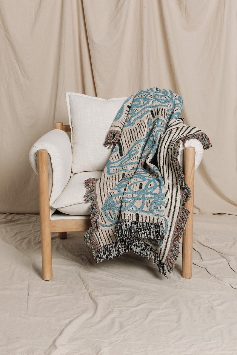 Scribble Pattern Woven Throw Blanket Abstract Art for Your Home