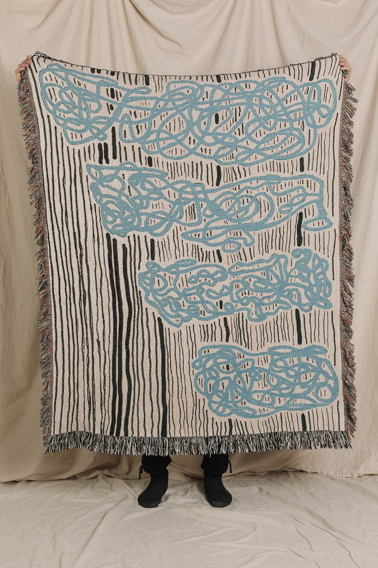 Scribble Pattern Woven Throw Blanket Abstract Art for Your Home - Image 2