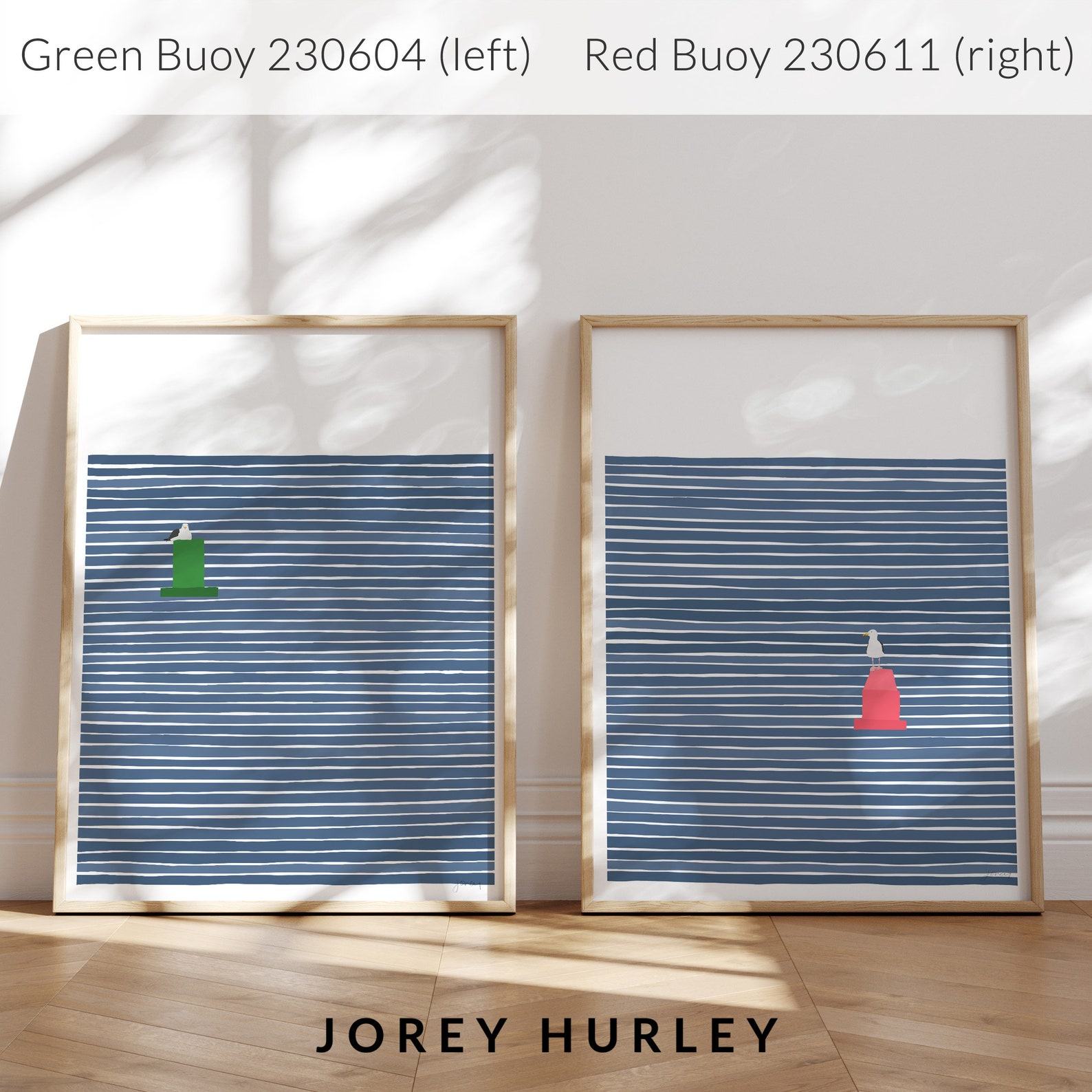 Seagull on a Red Buoy Art Print by Jorey Hurley – Signed and Printed – Unframed or Framed (230611)