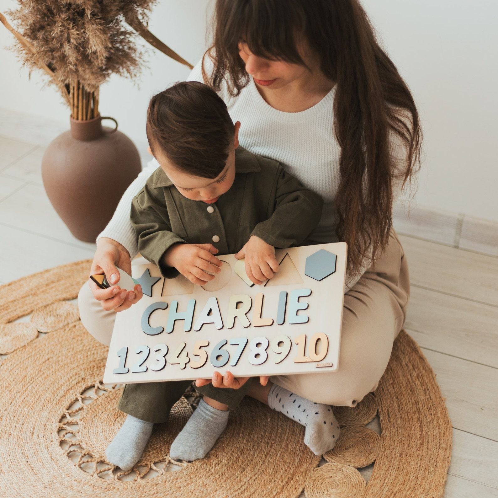 Shape & Number Puzzle  Personalized Math Toy – 2nd Birthday & Christmas Present for Toddlers