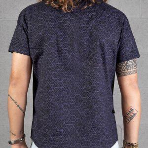 Sharp Lines and Bold Style Geometric Black Cube Print Button-Up Shirt for Men