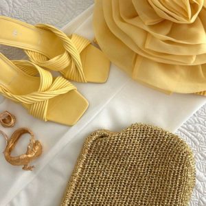 Shimmering Gold Raffia Clutch Elevate Your Summer Style with Luxury and Elegance