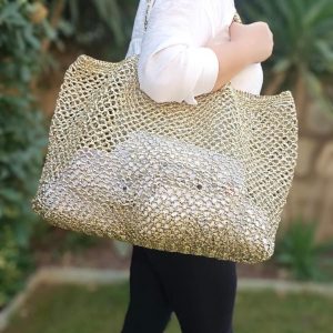 Shimmering Gold Raffia Tote The Perfect Beach Companion