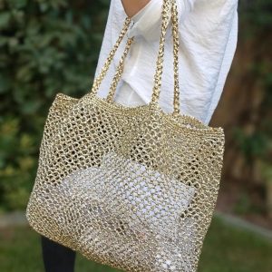 Shimmering Gold Raffia Tote The Perfect Beach Companion