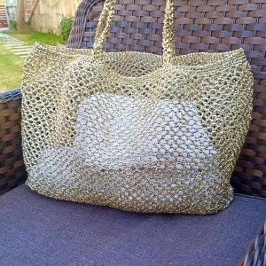 Shimmering Gold Raffia Tote The Perfect Beach Companion