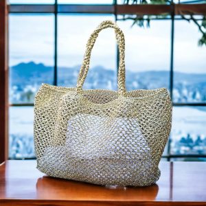 Shimmering Gold Raffia Tote The Perfect Beach Companion
