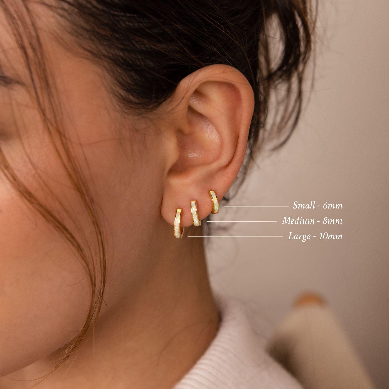 Shimmering Opal Huggies Embrace the Iridescent Charm of Caitlyn Minimalist