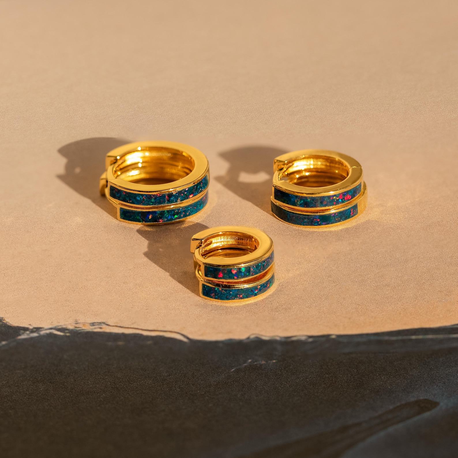 Shimmering Opal Huggies Embrace the Iridescent Charm of Caitlyn Minimalist