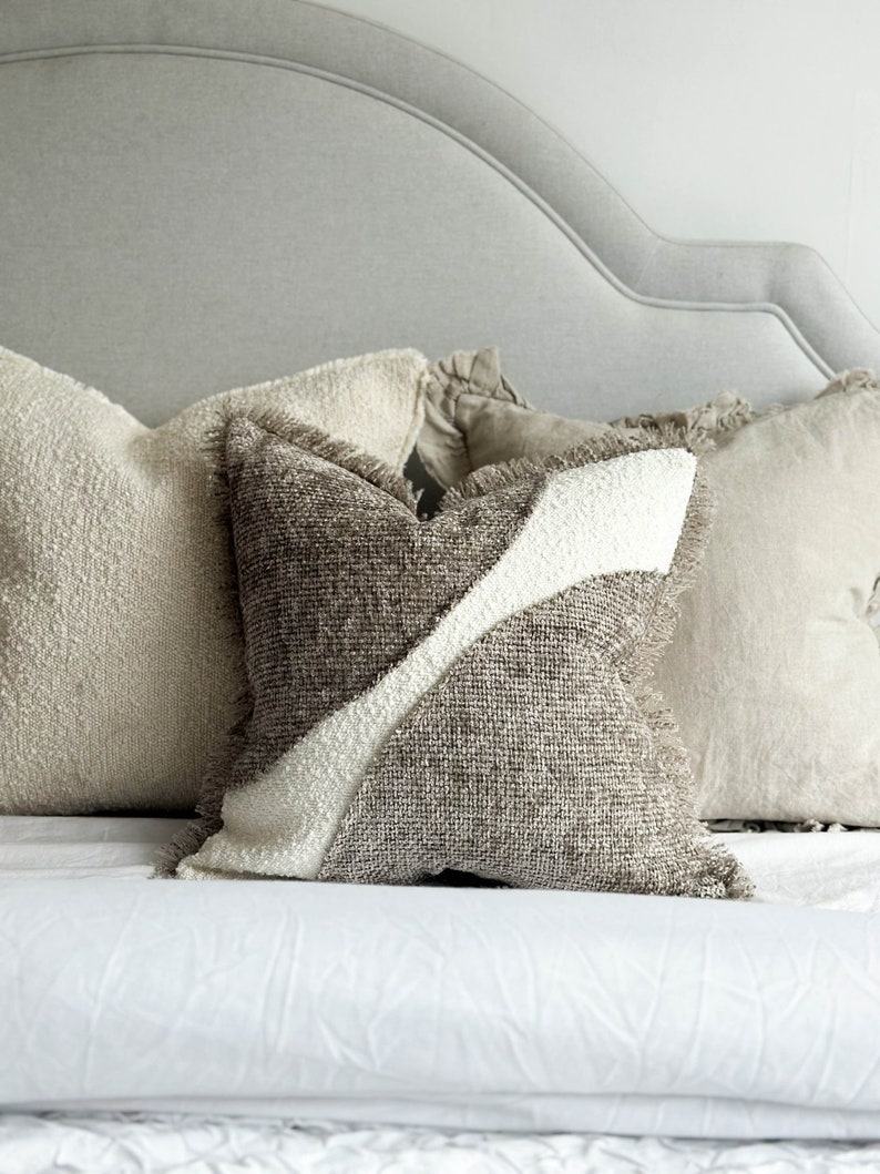 Sienna Grey and Cream Fringed Cushion Elevate Your Home Decor with Comfort and Style