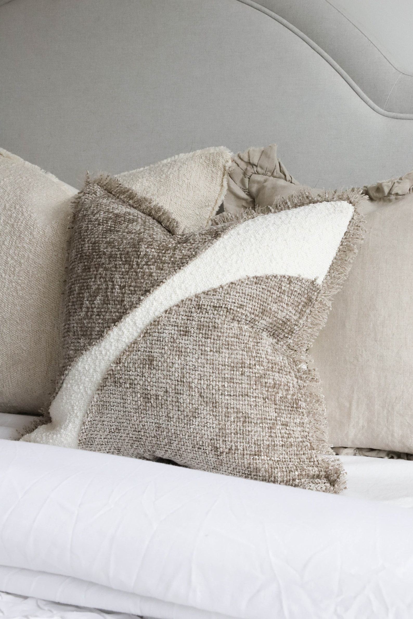 Sienna Grey and Cream Fringed Cushion Elevate Your Home Decor with Comfort and Style - Image 2